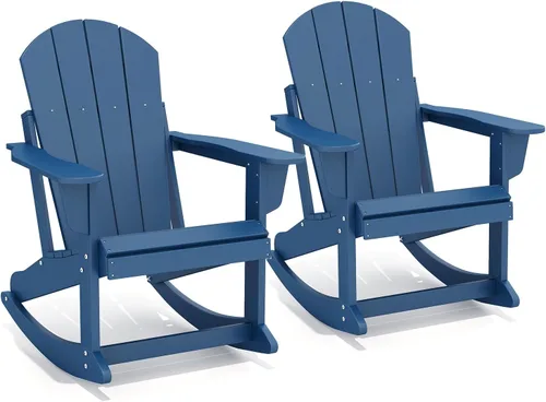 Miniatura 9 de GREENVINES Mecedora Adirondack Plástico HDPE Balancín de porche Silla para terraza de patio al aire libre Todo tipo de clima Aqua