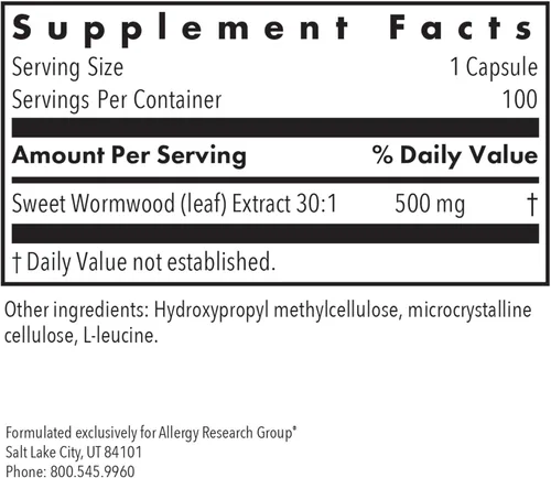 Miniatura 2 de Allergy Research Group ARG Artemisia Annua Extract - 500 mg concentrado de ajenjo dulce - Apoyo a la salud inmune y articular - Fórmula de bienestar