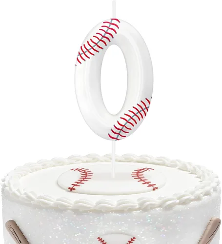 Velas de cumpleaños con el número 0 de béisbol, decoración de pastel con temática de béisbol para niños y niñas, decoraciones de pasteles para