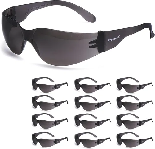 ProtectX Gafas de seguridad para hombres y mujeres, lentes de sol de seguridad con lentes antivaho resistentes a los arañazos, agarres