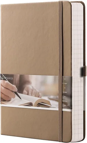 Miniatura 25 de EMSHOI - Cuaderno de puntos, 256 páginas A5, cuadrícula de puntos, papel grueso de 120gsm, 16 páginas perforadas, piel sintética suave, bolsillo