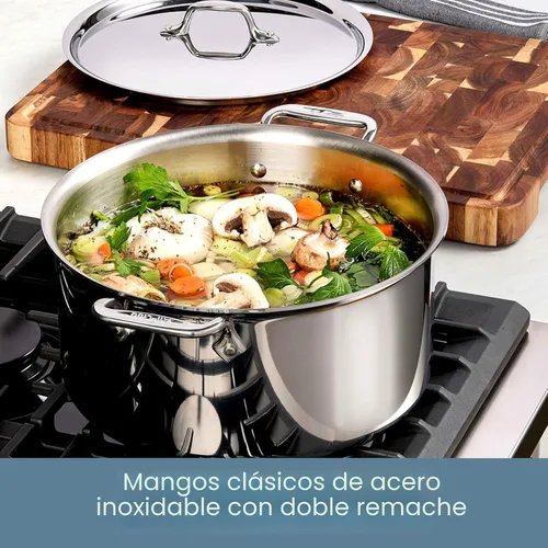 Miniatura 7 de Juego de ollas de acero inoxidable All-Clad D3 - Juego de 10 piezas de ollas y sartenes, apto para inducción, horno a 600F, incluye sartenes