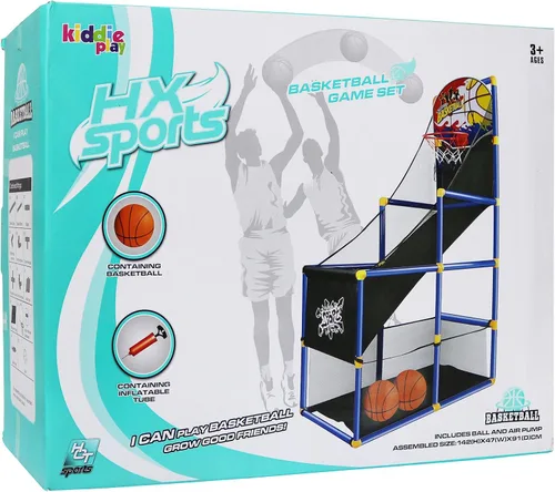Miniatura 6 de Juego de arcade de aro de baloncesto Kiddie Play con 4 pelotas y bomba de aire, juguetes deportivos para interiores y exteriores para niños