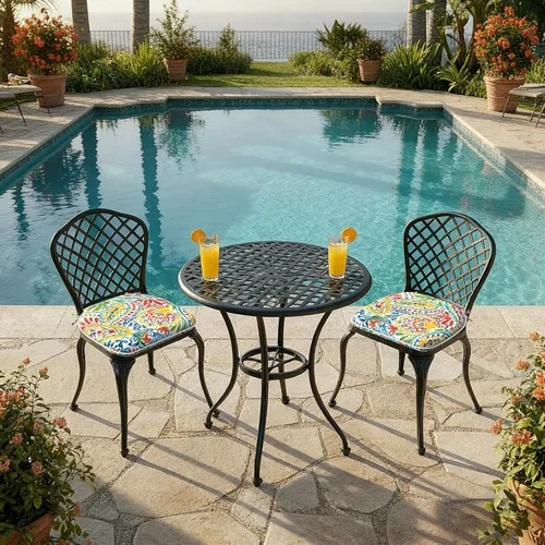 Miniatura 7 de DYTXIII Juego de 2 cojines para sillas de exterior con lazos, almohadillas repelentes al agua para sillas de patio de 17 x 16 pulgadas para muebles
