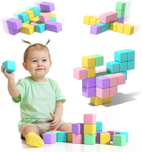 Miniatura 8 de Bloques magnéticos Asago ABC 123 Alfabeto colorido impreso, bloques de construcción para niños pequeños de 1 a 3 años, cubos magnéticos juguetes