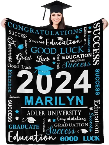Miniatura 23 de D-Story Manta personalizada con foto, regalos de graduados universitarios para ella, regalos de graduación de felicitaciones, mantas personalizadas