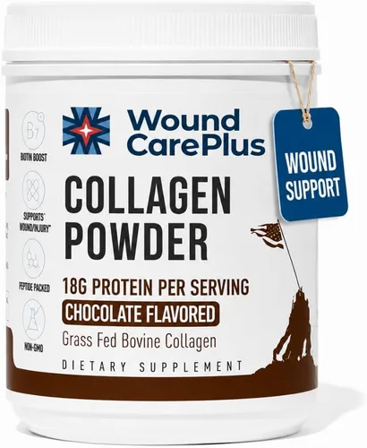 Polvo de colágeno para heridas para apoyo a la curación de heridas y recuperación poscirugía, chocolate