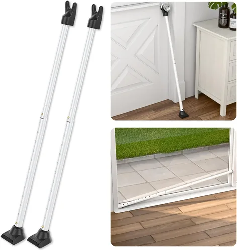 Miniatura 10 de SECURITYMAN Barra de Seguridad 2 en 1 para Puerta y Barra de Seguridad para Puerta Corrediza de Patio (Paquete de 2) con Tapas Intercambiables