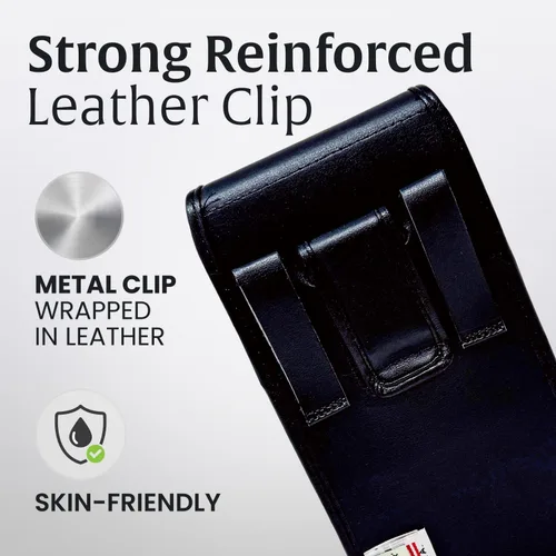 Miniatura 2 de Turtleback Funda de cuero de alta calidad para Samsung Galaxy S25-S20 – Soporte de cinturón de teléfono negro para viajes a prueba de golpes, fundas