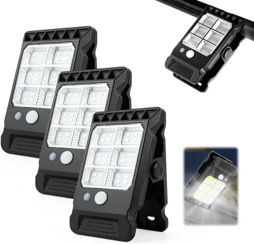 Miniatura 9 de Luz solar con clip con sensor de movimiento, luces USB con clip de carga solar 2026, luz LED recargable portátil multifuncional para campamento, luz