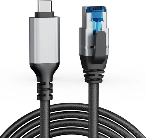 Cable USB C a Ethernet de 1.5 pies, red Gigabit, cable LAN redondo tipo C a RJ45, conectado directamente, compatible con Thunderbolt 3/4, para