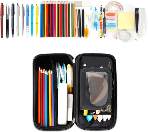 Miniatura 2 de Estuche para lápices de gran capacidad, bolsa de tela Oxford, bolsa de almacenamiento para rotuladores de lápices, soporte para papelería para Gris