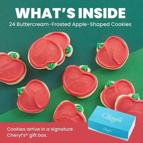 Miniatura 2 de Cheryl's Cookies Galletas en forma de manzana, con 24 galletas de azúcar esmeriladas de crema de mantequilla, envueltas individualmente, regalo