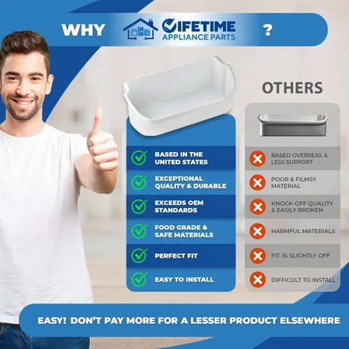 Miniatura 2 de 2 contenedores de puerta mejorados para electrodomésticos de por vida, 2 contenedores de puerta compatibles con repuesto de estante de refrigerador