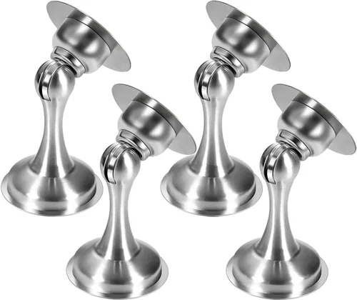 Miniatura 13 de Topes de puerta, paquete de 6, tope magnético de puerta, soporte de puerta de acero inoxidable para pared con cinta adhesiva de doble cara, sin