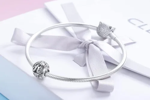 Miniatura 5 de RUKYF Dijes de letras de plata de ley 925 con inicial de la A a la Z para pulseras collares cuentas del alfabeto de circonita cúbica regalos