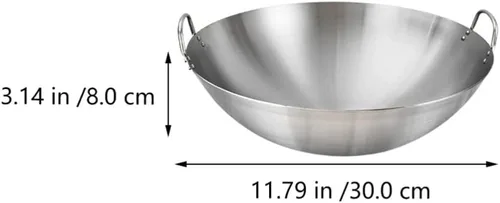 Miniatura 2 de 1 unids Olla de cocina duradera de acero inoxidable Wok Sartén para uso doméstico