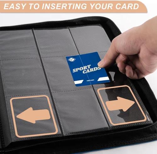 Miniatura 3 de Carpeta de tarjetas intercambiables, carpeta de álbum, para MTG, béisbol, fútbol, tarjetas deportivas, fácil de usar (azul, 432 bolsillos)
