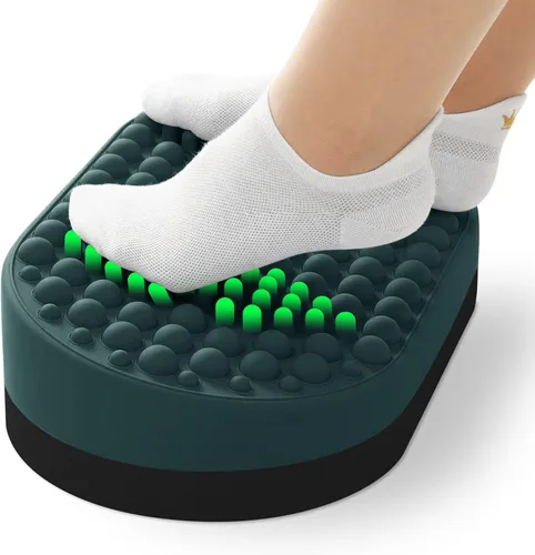Miniatura 9 de Reposapiés para debajo del escritorio en el trabajo, taburete de pies para oficina en casa, masajeador de pies otomano para aliviar la fascitis Azul