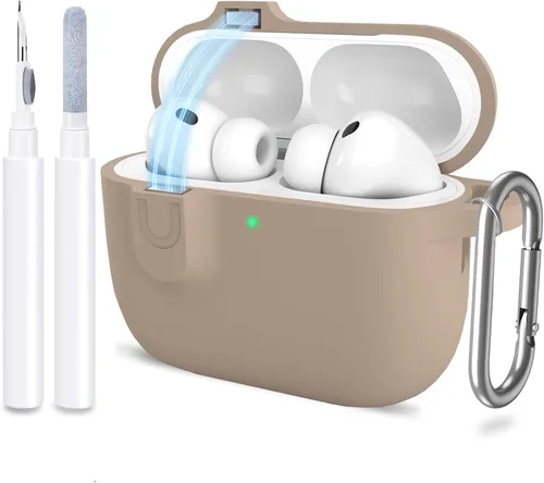 Miniatura 15 de Funda para AirPods Pro 3 con limpiador y protector de silicona suave con llavero para mujeres y hombres, funda para Apple AirPods Pro de 3ª Claro