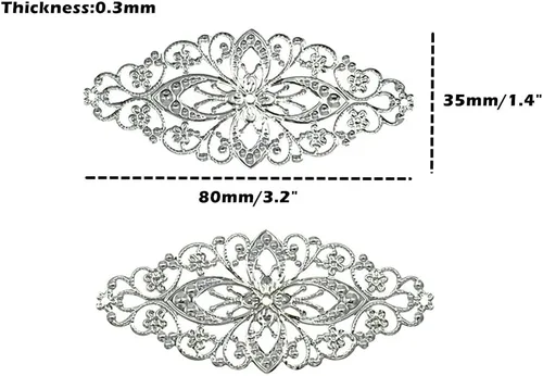 Miniatura 2 de ALIMITOPIA 30 conectores colgantes de filigrana, suministros de decoración de laminado de metal para bricolaje, horquilla, aretes, disfraces