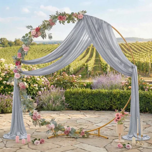 Miniatura 3 de MDS Paquete de 1 panel de cortina de arco de boda (30 pulgadas de ancho x 30 pies de largo) tela de gasa transparente para boda, ceremonia, Gris frío