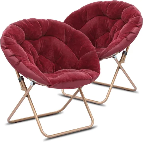 Miniatura 24 de Cómoda silla con platillo, silla de sala de estar, silla plegable acolchada suave de piel sintética, cómoda silla cuadrada de luna para sala