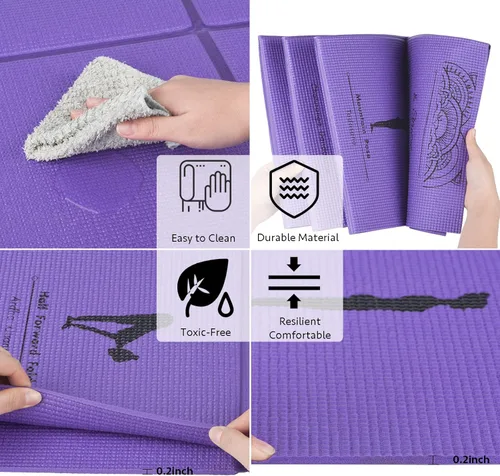 Miniatura 4 de Tapete de yoga plegable para mujer, tapete de ejercicio antideslizante para gimnasio en casa, juego de alfombrillas de yoga de viaje de 0.197 in