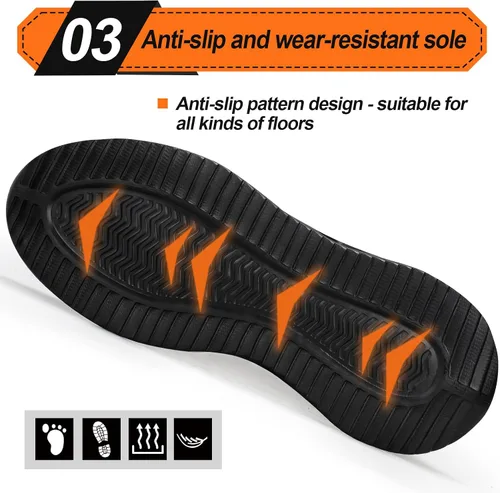 Miniatura 4 de LAoutun Zapatos de punta de acero para hombres y mujeres, zapatos de trabajo de seguridad, cómodos, ligeros, a prueba de pinchazos, zapatos