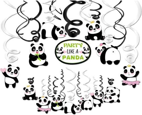 Miniatura 3 de 30 piezas de panda colgante en remolino, decoraciones de remolino colgante para el techo de pandas, decoraciones para niñas y niños, hogar, aula