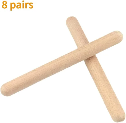 Miniatura 7 de Claves de madera clásica, instrumento de percusión musical, ritmo de 7.8 pulgadas de ritmo de madera dura natural, palillos de ritmo mejor que