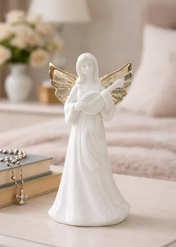 Miniatura 2 de ADAVAS.Y&G Luz nocturna de ángel, regalo cristiano para mujeres, figura de ángel de porcelana con cálido brillo LED, oración y regalo de comodidad