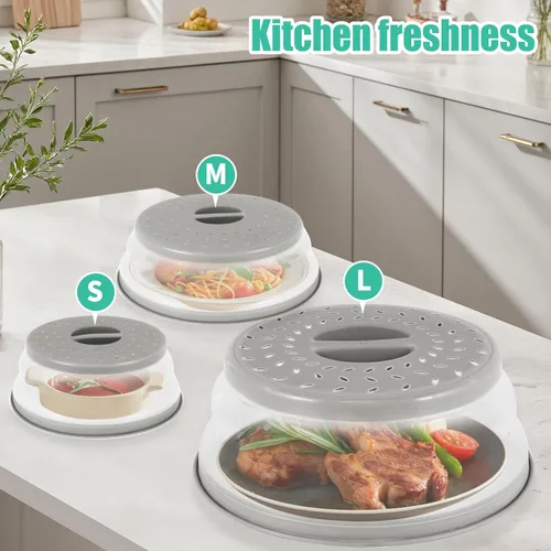Miniatura 4 de Paquete de 3 fundas plegables para microondas, protector de salpicaduras, tapa de microondas ventilada para alimentos, sin BPA, TPR, apto