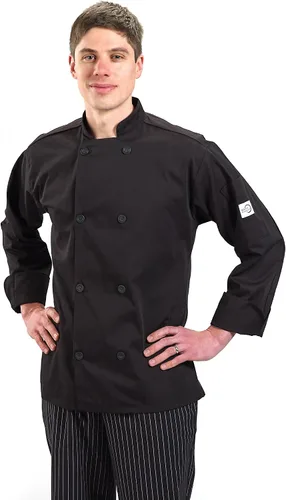 Miniatura 4 de Chamarra de cocina unisex Mercer Culinary con botones tradicionales, M, Negro, 1