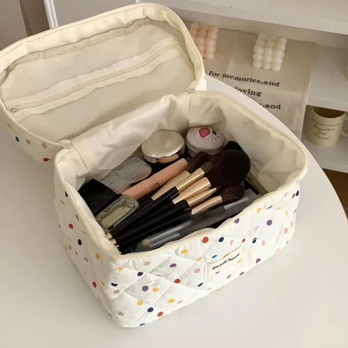 Miniatura 2 de Bolsa de maquillaje kawaii, bolsa para cosméticos y cosméticos, bolsa organizadora de viaje, bolsa de aseo acolchada con lindos puntos de Fairycore