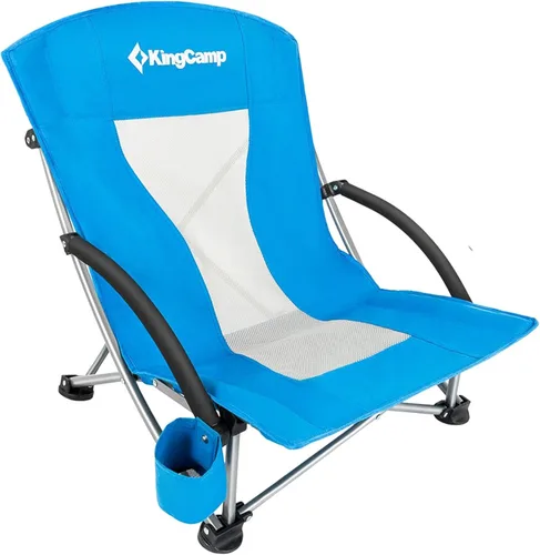 Miniatura 14 de KingCamp Silla de playa baja, silla de camping plegable con respaldo alto para adultos, asiento de malla transpirable de gran tamaño, silla portátil