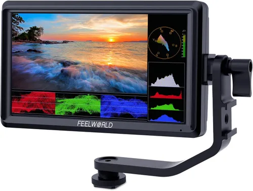 FEELWORLD FW568 6 pulgadas FHD 450nit Cámara DSLR Monitor de campo con forma de onda LUTs Video Peaking Focus Assist 1920x1080 IPS 4K HDMI