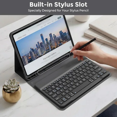 Miniatura 4 de Funda de teclado para Samsung Galaxy Tab S6 Lite de 10.4 pulgadas 2024, Galaxy Tab S6 Lite funda para tablet con ranura para bolígrafo, funda
