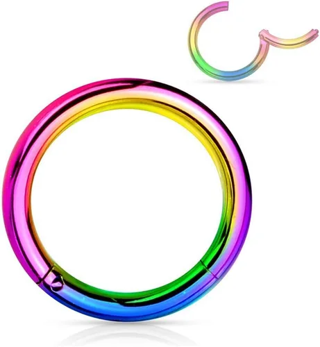 Miniatura 39 de Forbidden Body Jewelry - Piercing para la nariz de acero quirúrgico 316L con bisagra, 14G, 16G, 18G, diámetro de 15/64, 5/16, 25/64, 15/32 pulgadas