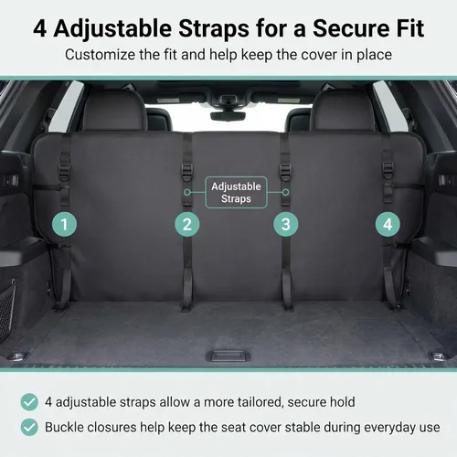Miniatura 4 de FH Group Funda para asiento trasero de banco sólido para automóviles Asientos universales de tela para SUV, sedán, camioneta Accesorios Negro