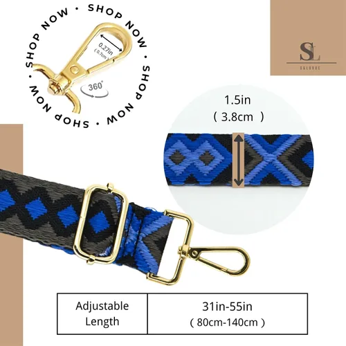 Miniatura 210 de S&loyoe Correas de repuesto para bolso, correa ajustable para bolsa cruzada, correas de guitarra anchas para bolsos de 1.5 pulgadas