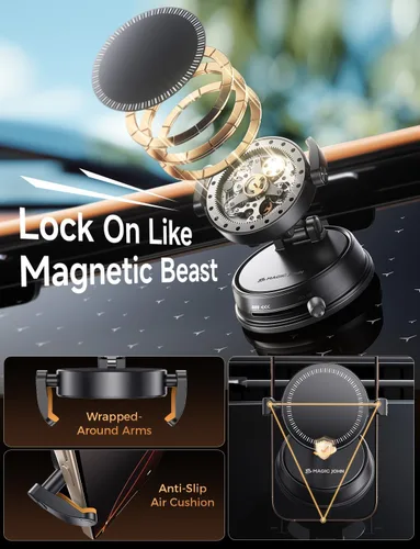 Miniatura 4 de MAGIC JOHN Soporte de coche MagSafe [20 imanes N55 y brazo de clip] Soporte magnético ajustable de 360° para teléfono de automóvil, soportes