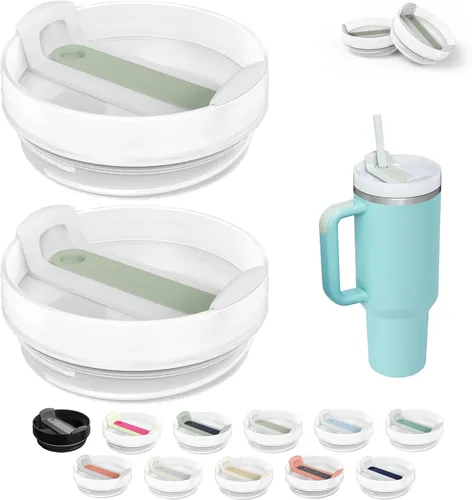 Miniatura 14 de Tapa de Vaso de 40 OZ Compatible con Stanley Quencher, Paquete de 2 Tapas de Vaso de Acero Inoxidable a Prueba de Derrames y Resistentes a
