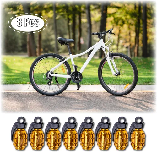 Miniatura 5 de 8 tapas de vástago de válvula de neumático, tapas de válvula de neumático de acero inoxidable para automóviles, camiones, SUV, motocicletas, Dorado