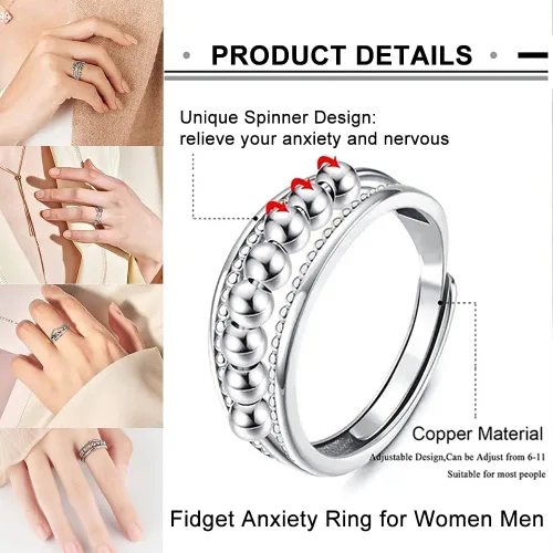 Miniatura 6 de Imortaluck Anillo de ansiedad para mujeres y hombres anillos giratorios para la ansiedad para parejas anillos giratorios para aliviar el estrés