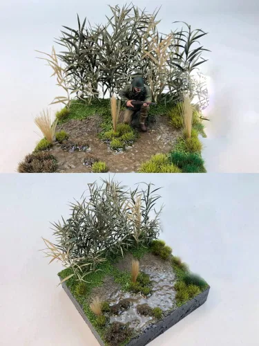 Miniatura 3 de Warmtree Arbustos en miniatura Modelo Arbustos Arbustos largos Diorama Árboles para tren Paisaje Ferrocarril Paisaje Arena Diseño Militar, Verde