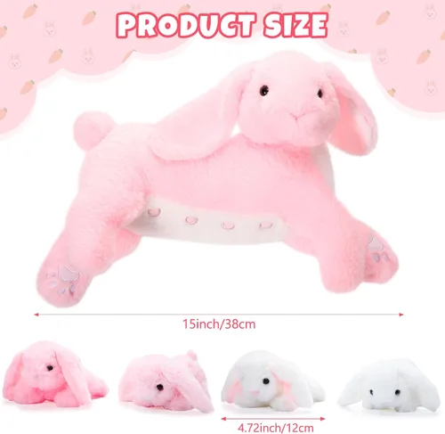 Miniatura 2 de Libima 5 juguetes de peluche de conejo de enfermería, color rosa de 15 pulgadas, suave, con 4 conejos magnéticos para bebé, conejito de peluche