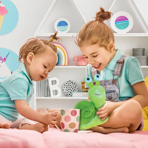 Miniatura 5 de DolliBu - Peluche de caracol verde, súper suave, lindo juguete de peluche realista para niños y niñas, adorable juguete de peluche para bebés, niños