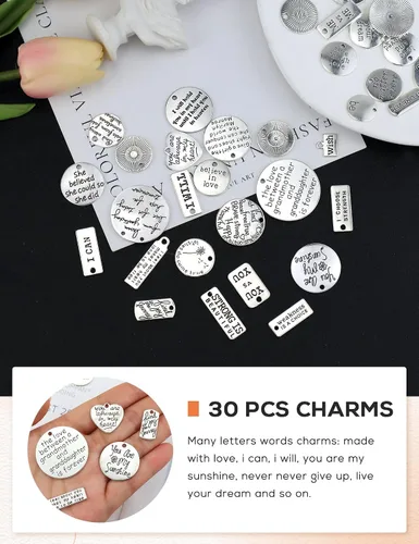 Miniatura 3 de JIALEEY Dijes motivacionales, al por mayor, lotes a granel, colgantes de mensaje inspirador para manualidades, accesorios para hacer joyas