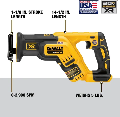 Miniatura 2 de DEWALT DCS367B 20V Max XR Sierra de sable compacta sin escobillas, (sólo herramienta)